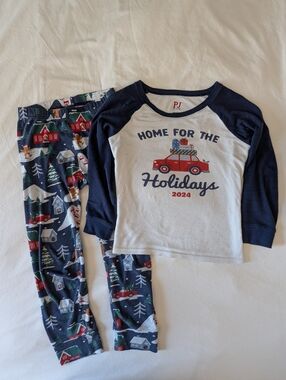PJ Holidays 2024 Kids Navy & White Pajama Set